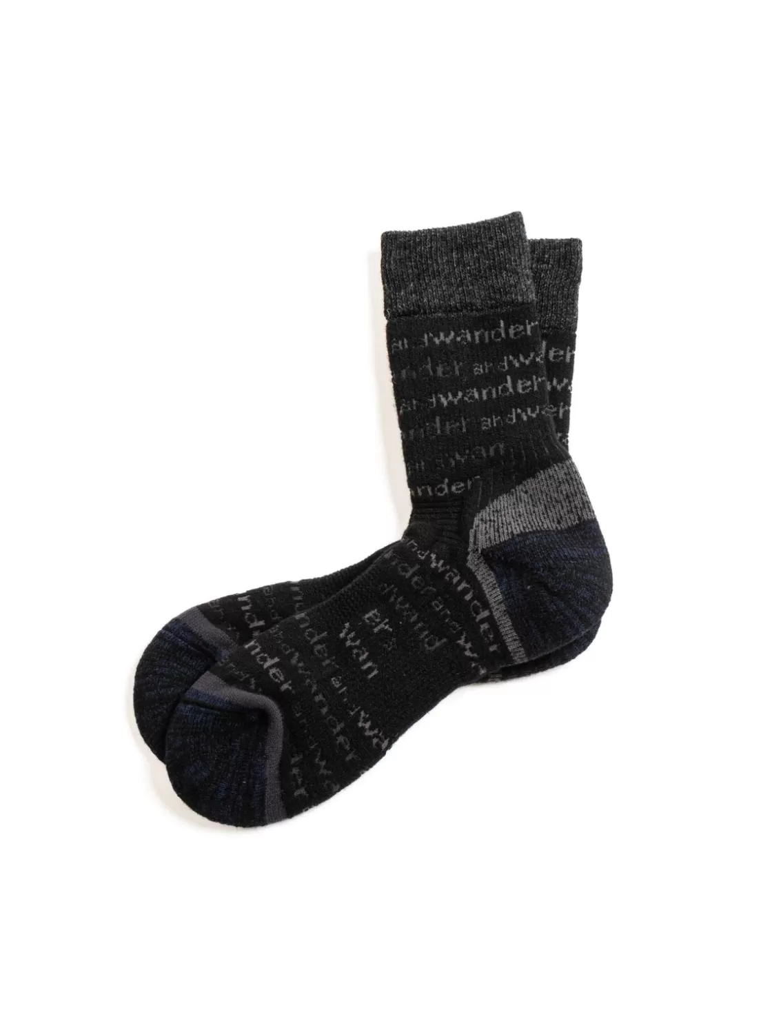 and wander WOOL SOCK BLACK Discount