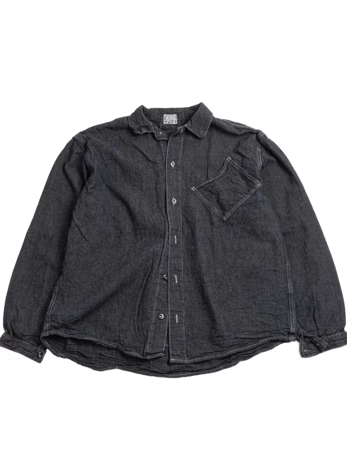 Tender Co ARGYLE CHEST POCKET SHIRT INDIGO CHAMBRAY COTTON TOTE CLOTH RINSED Best Sale