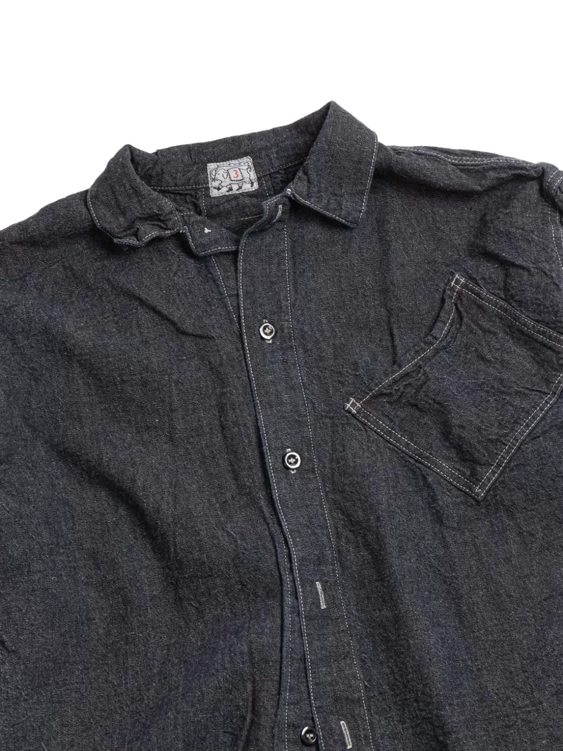 Tender Co ARGYLE CHEST POCKET SHIRT INDIGO CHAMBRAY COTTON TOTE CLOTH RINSED Best Sale