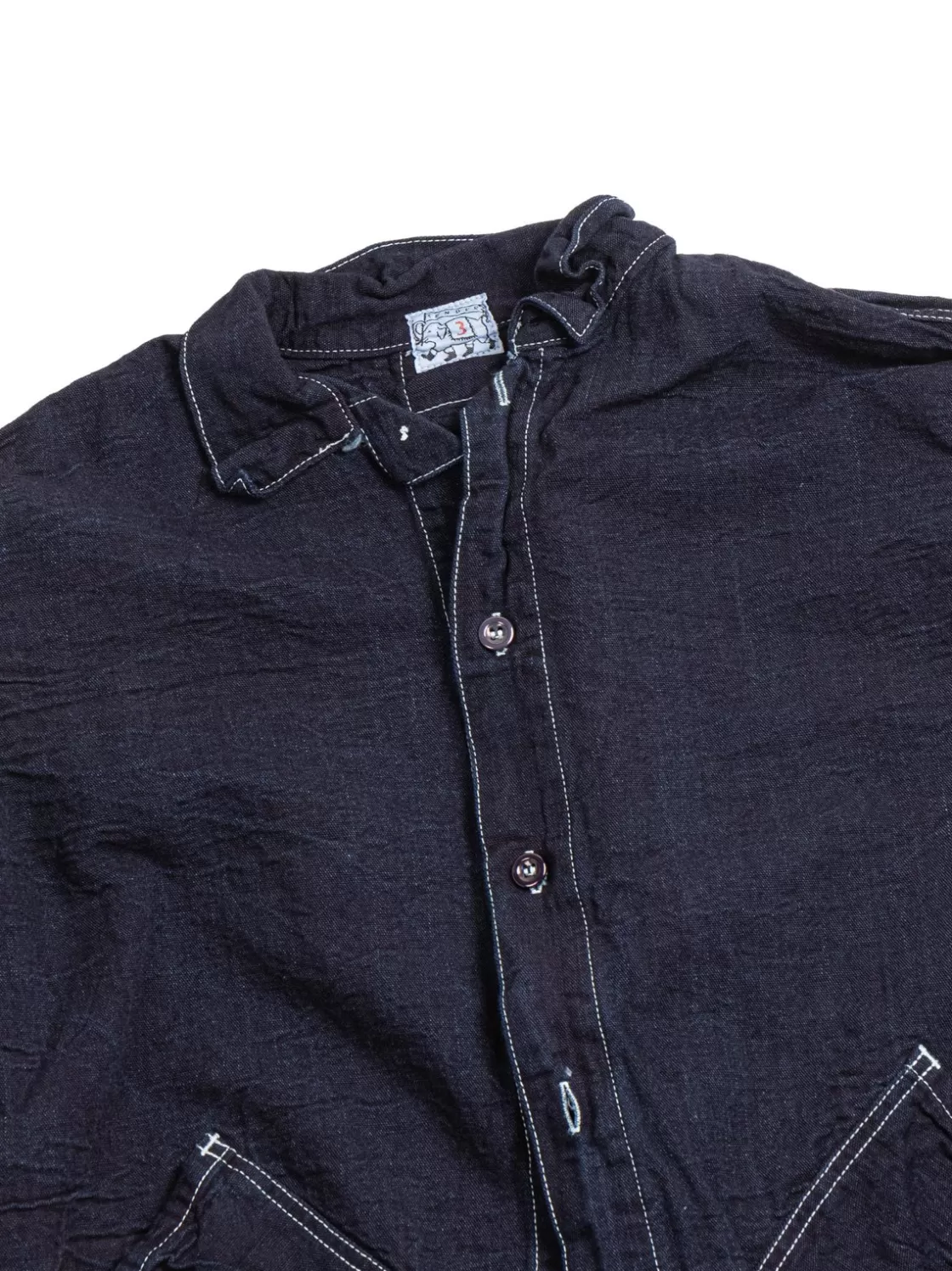 Tender Co ARGYLE HAND POCKET SHIRT DOUBLE INDIGO COTTON TOTE CLOTH RINSED Clearance