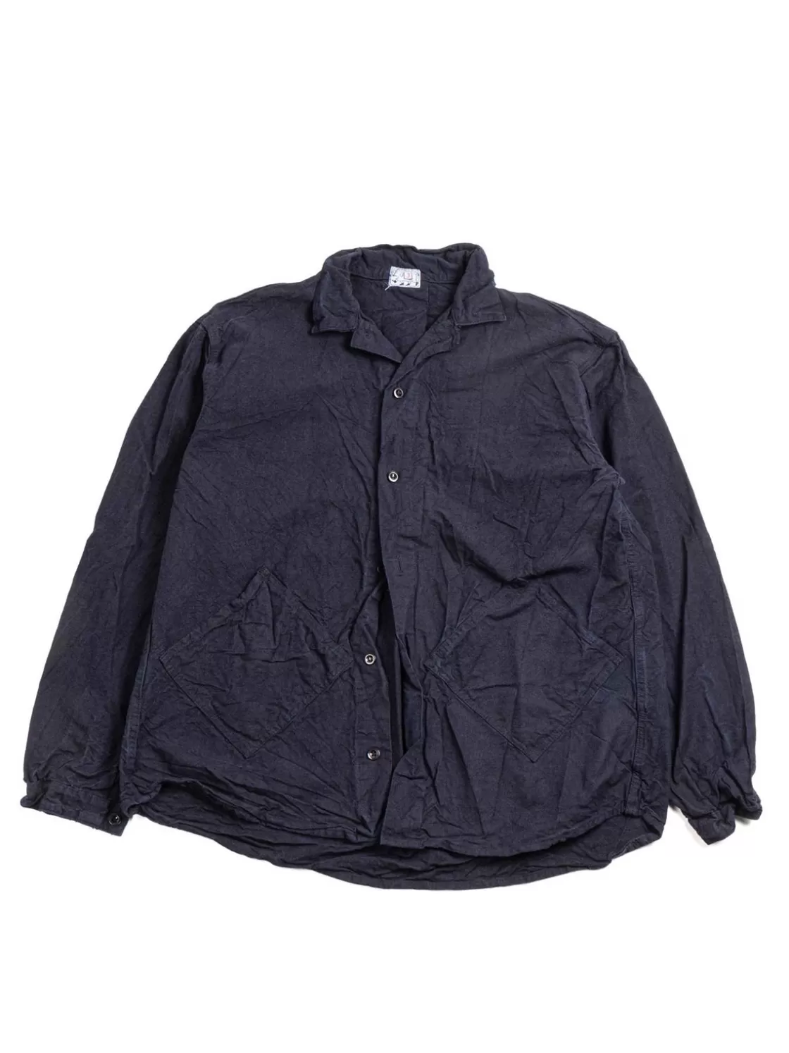 Tender Co ARGYLE HAND POCKET SHIRT DOUBLE INDIGO COTTON TOTE CLOTH RINSED Clearance