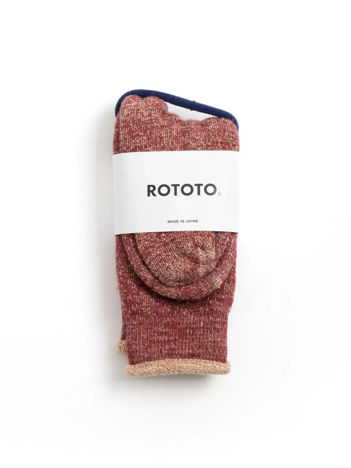 RoToTo DOUBLE FACE CREW SOCKS MERINO WOOL & ORGANIC COTTON D.RED / BROWN Shop