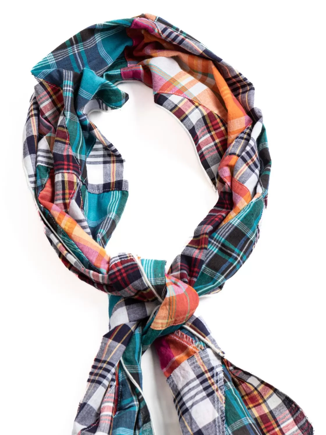 Engineered Garments LONG SCARF MULTI COLOR PATCHWORK TRIANGLE PLAID Hot