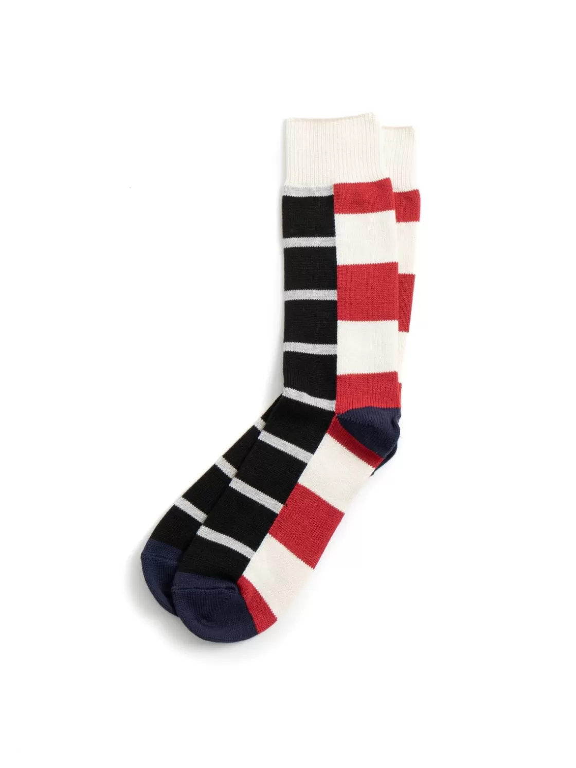RoToTo MULTI RUGGER PATTERN CREW SOCKS RED/WHT/NVY Store