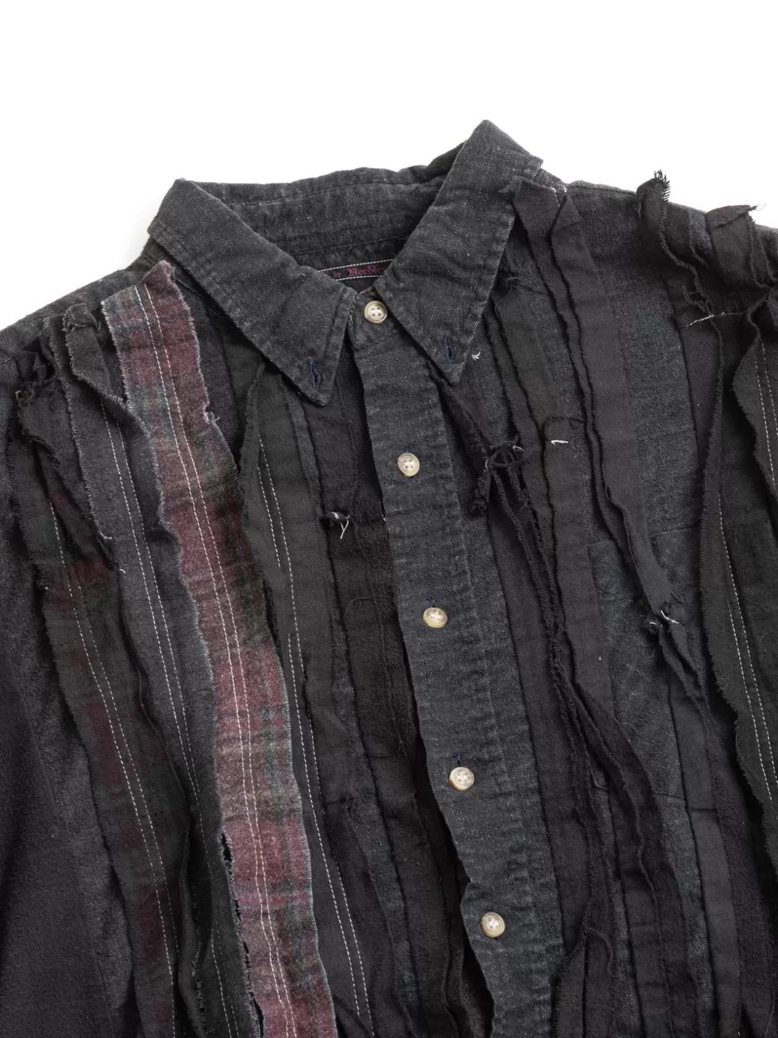 Needles REBUILD BY FLANNEL SHIRT RIBBON WIDE OVER DYE BLACK (B) Best