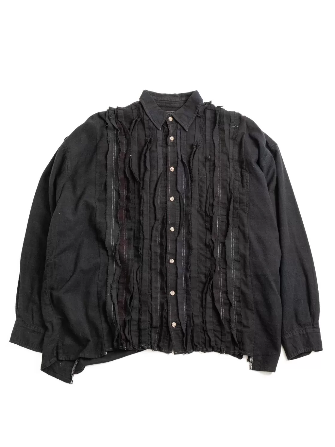 Needles REBUILD BY FLANNEL SHIRT RIBBON WIDE OVER DYE BLACK (C) Store