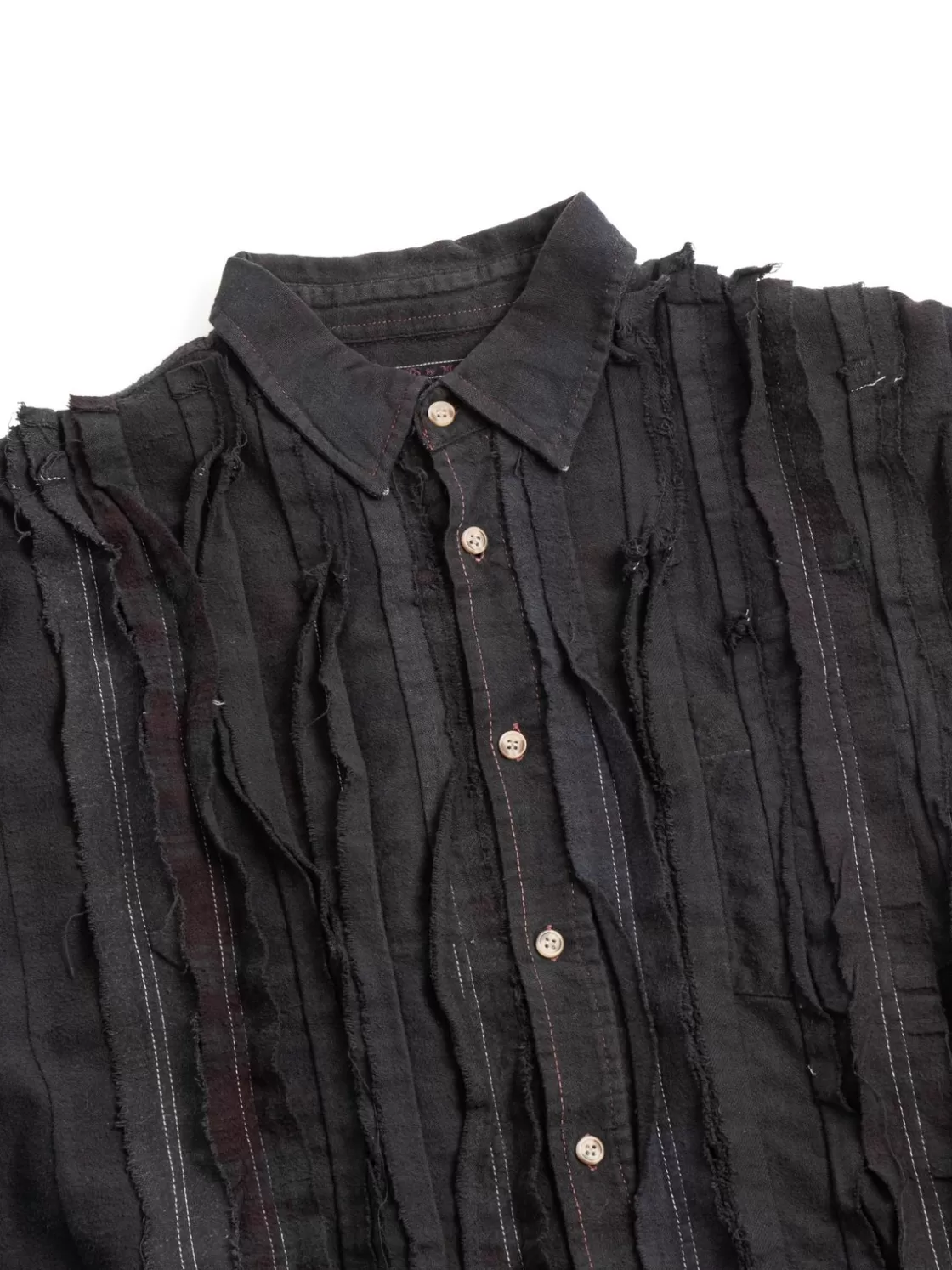 Needles REBUILD BY FLANNEL SHIRT RIBBON WIDE OVER DYE BLACK (C) Store