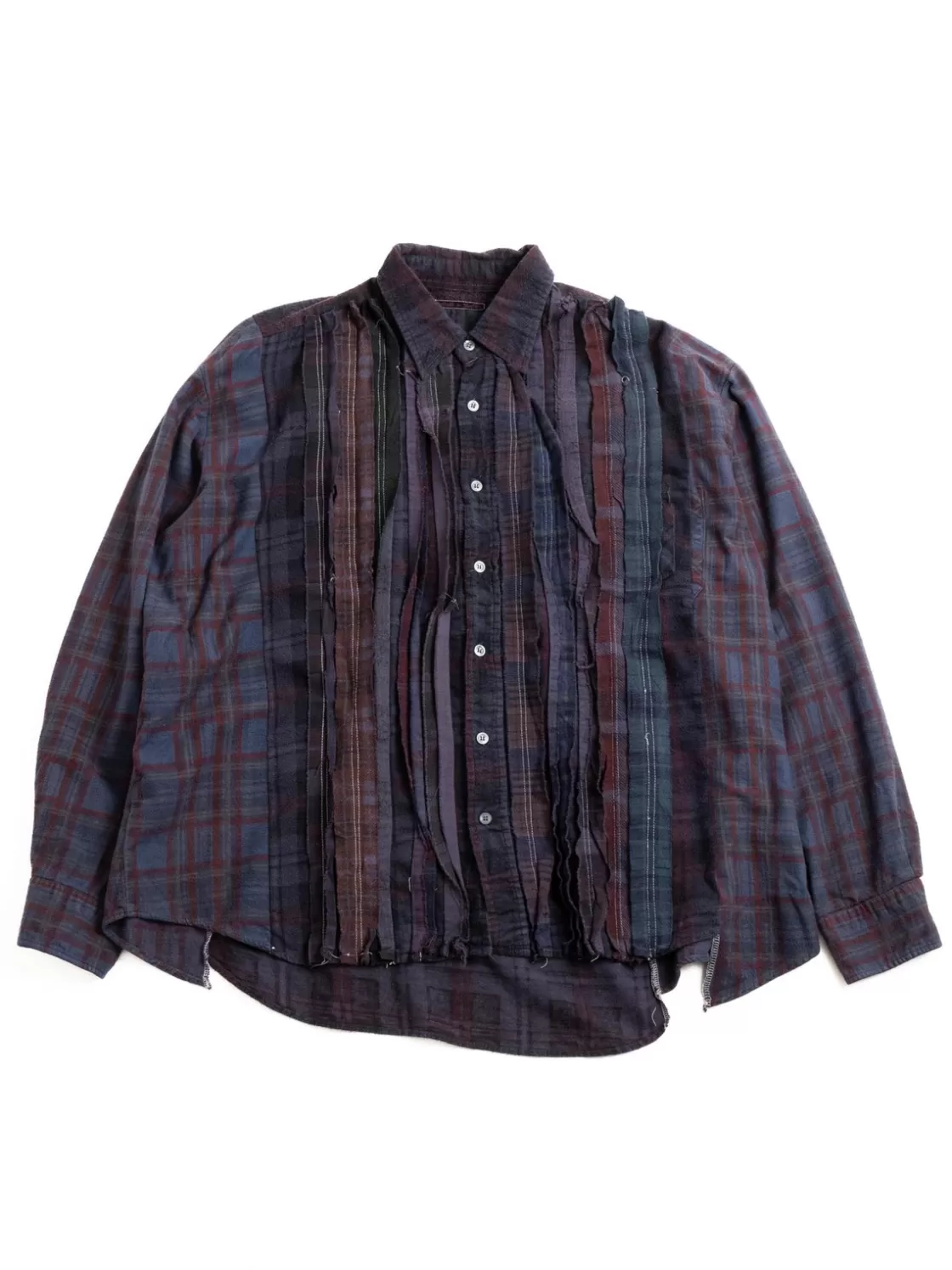 Needles REBUILD BY FLANNEL SHIRT RIBBON WIDE OVER DYE BLUE (C) Discount