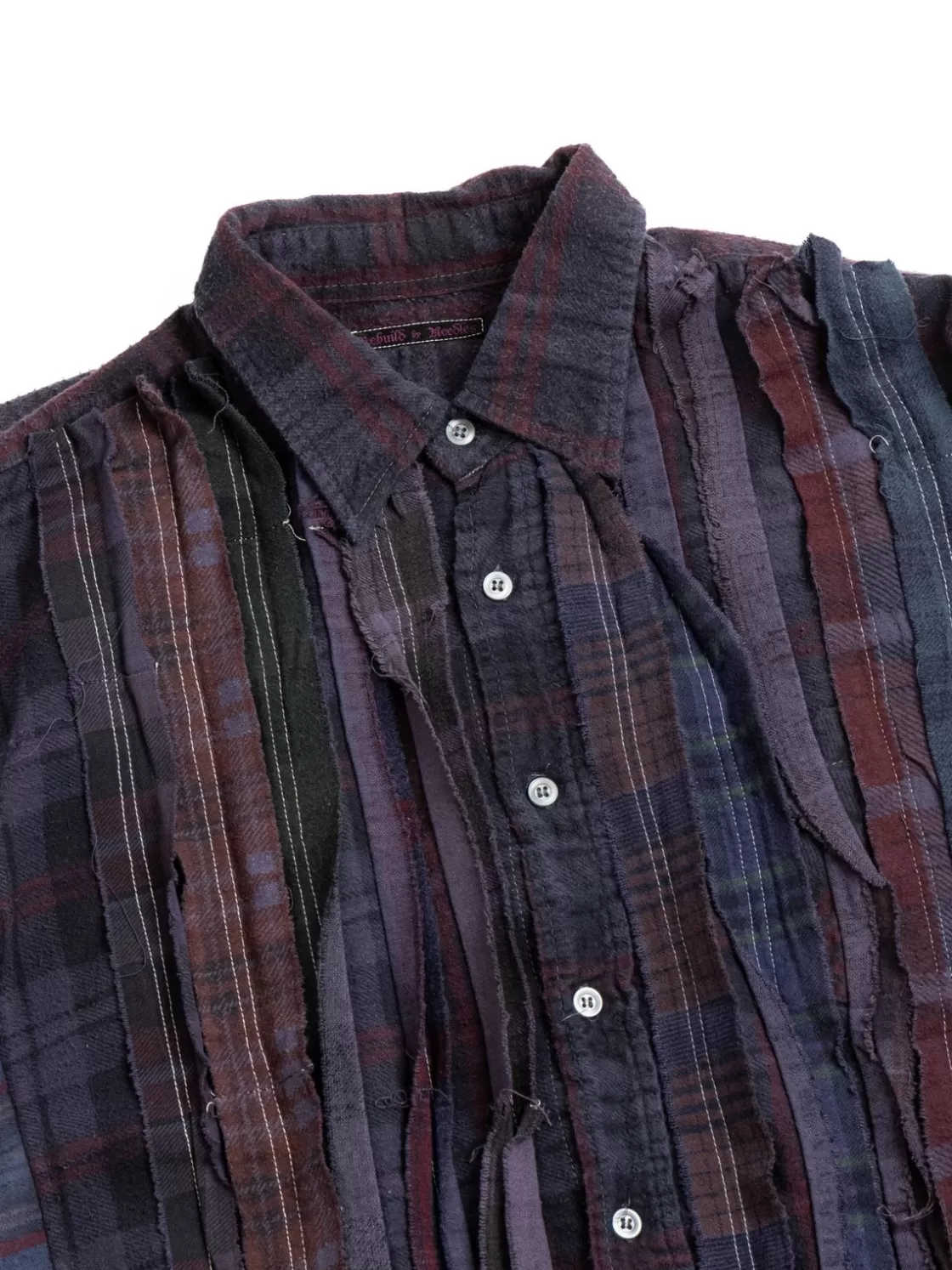 Needles REBUILD BY FLANNEL SHIRT RIBBON WIDE OVER DYE BLUE (C) Discount