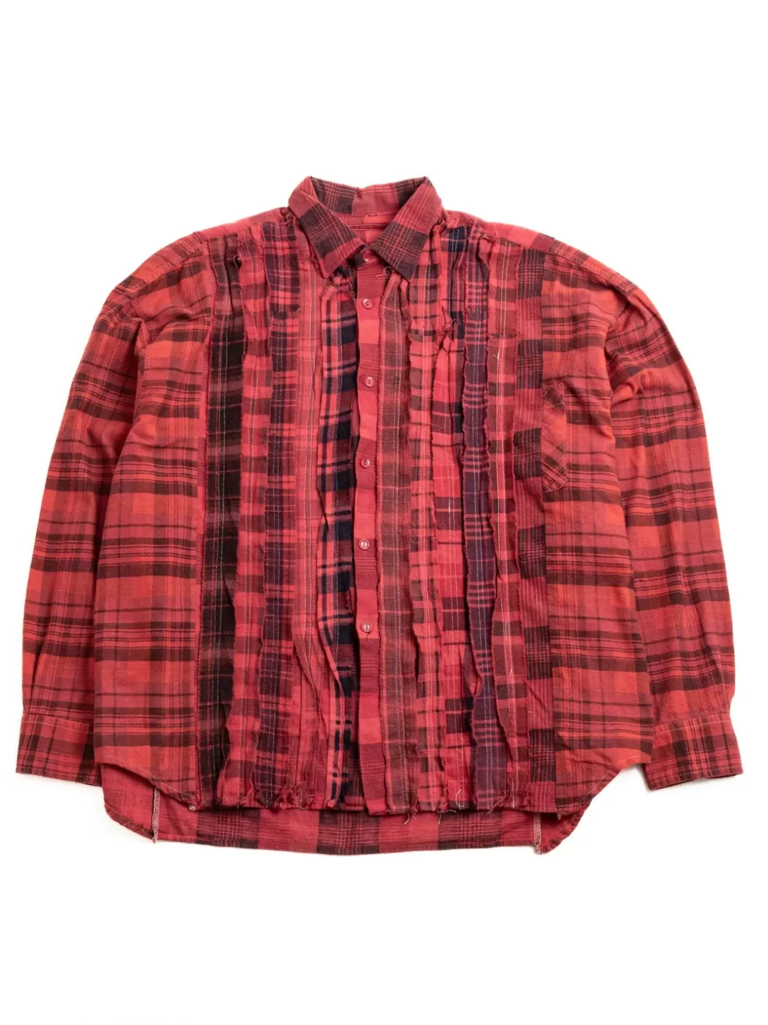 Needles REBUILD BY FLANNEL SHIRT RIBBON WIDE OVER DYE RED (B) Fashion
