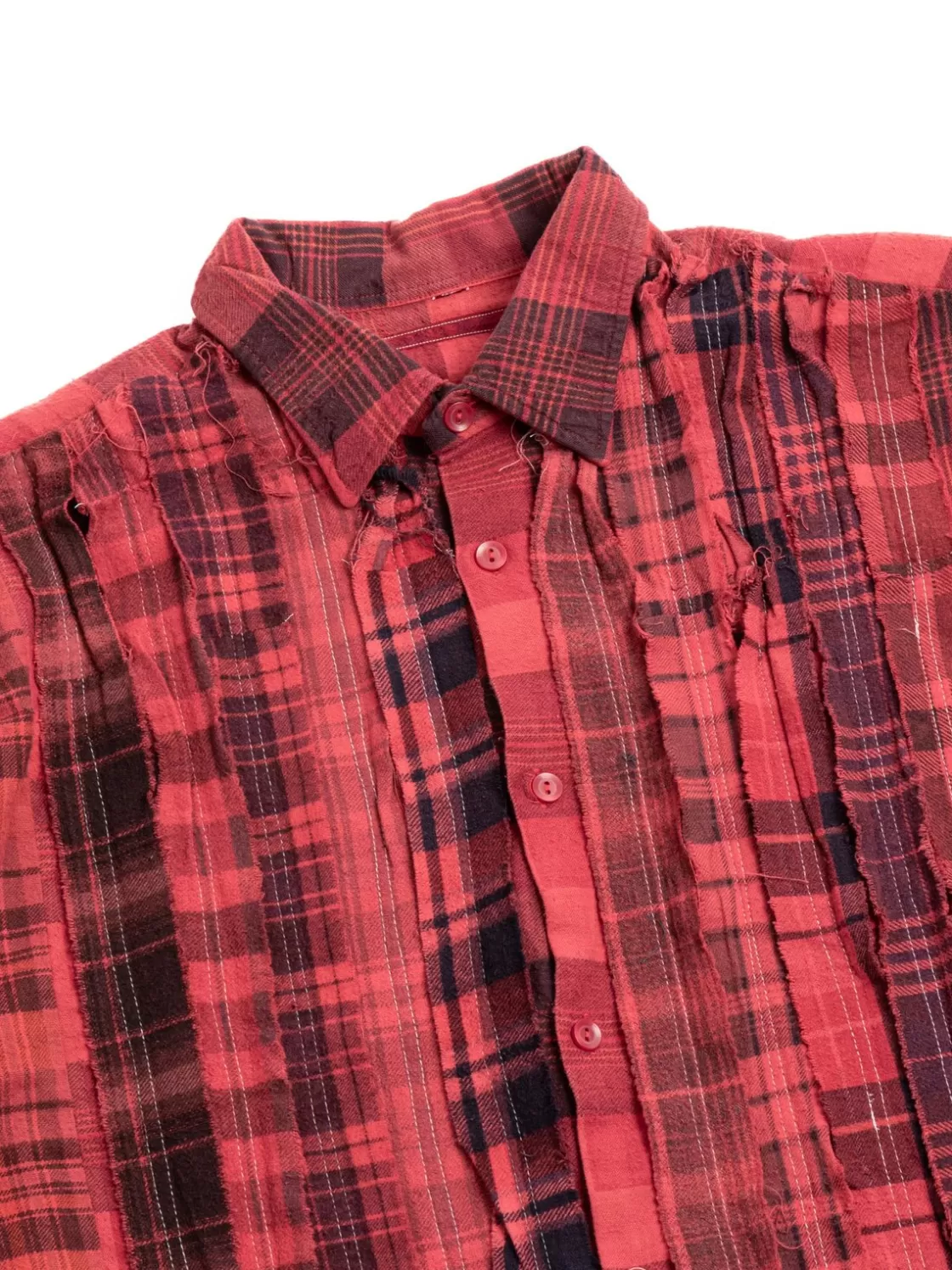 Needles REBUILD BY FLANNEL SHIRT RIBBON WIDE OVER DYE RED (B) Fashion