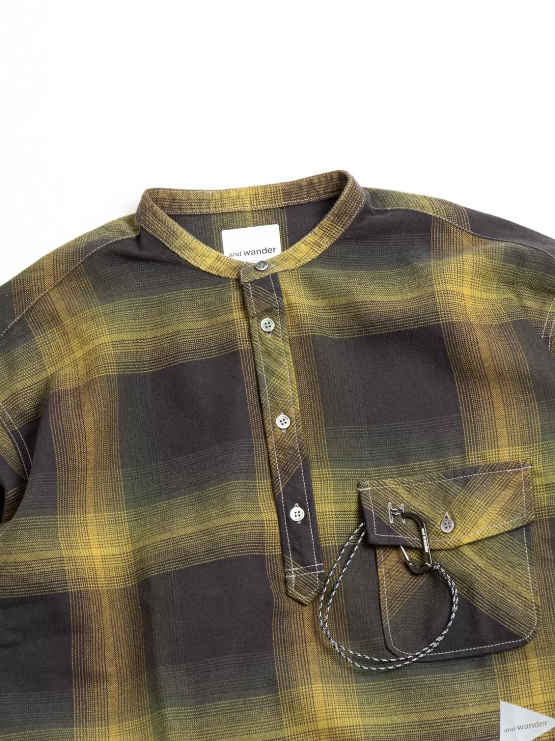 and wander THERMONEL CHECK PULLOVER SHIRT KHAKI Discount