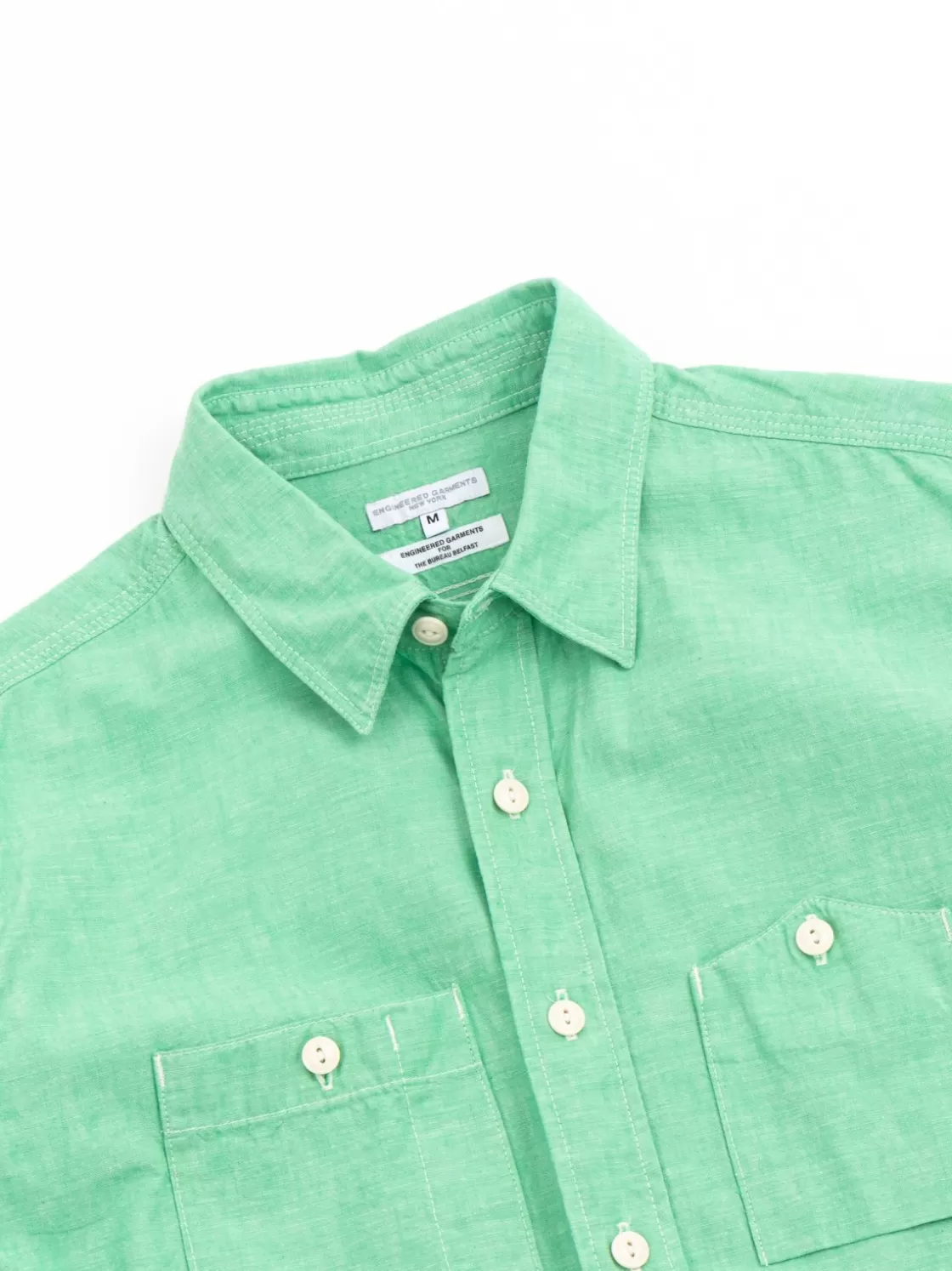 Engineered Garments For The Bureau WORK SHIRT GREEN CHAMBRAY JAPANESE NARROW LOOM (TBB EXCLUSIVE) Cheap